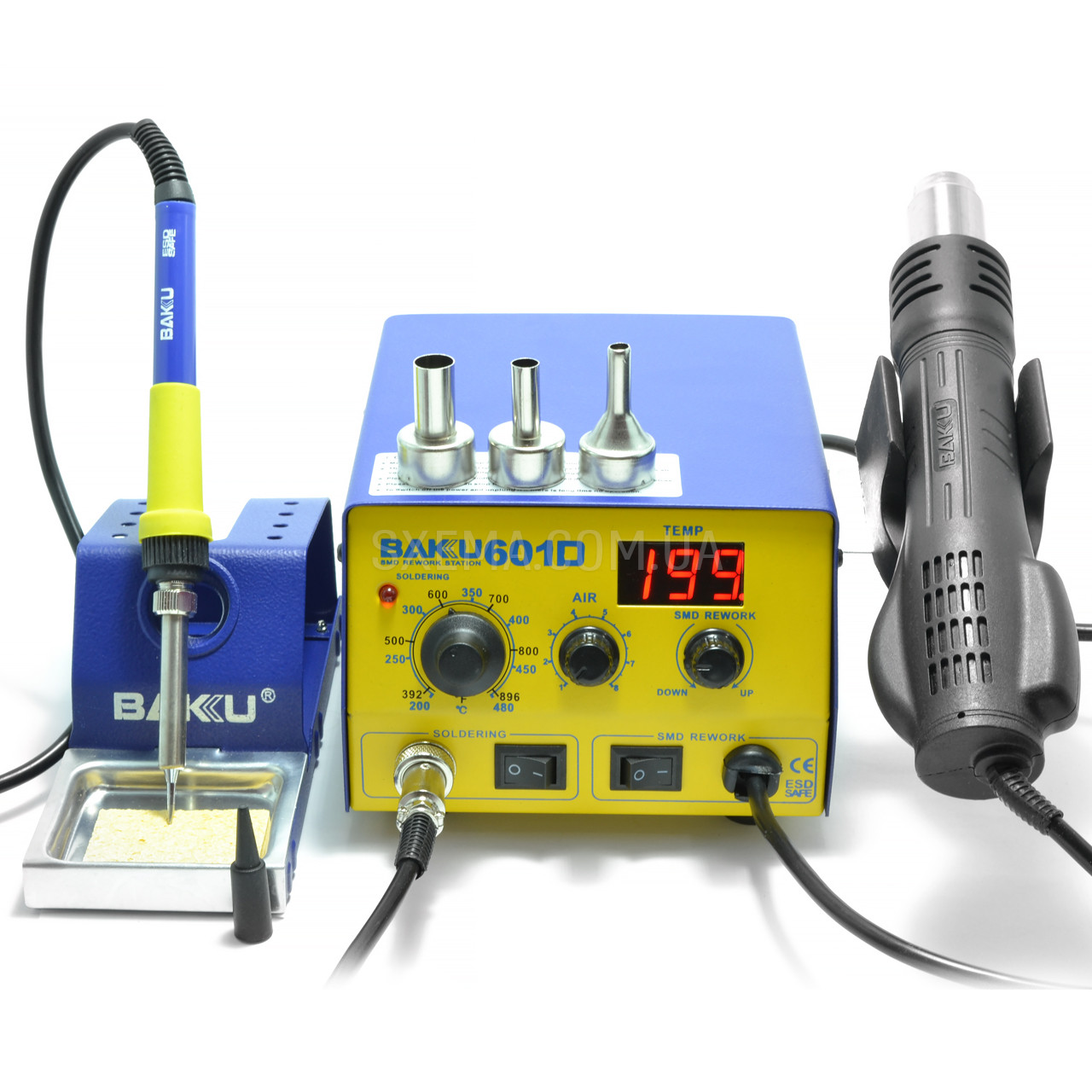 Паяльная станция Baku BK-601D 750W фен+паяльник пайка SMD, BGA, QFP ...