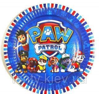 Тарілки 18см (10 шт) в стилі Щенячий патруль (замок). паперові одноразові. №3 (різнокольоровий ободок)
