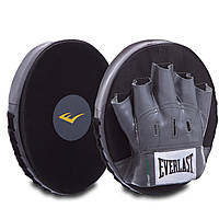 Лапа прямая круглая кожаная Everlast Punch Mitts 4318: крепление на липучке (2 лапы в комплекте)