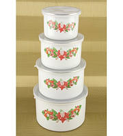 0965 Набір судочків (4 шт.) Емаль (Білий) гуртом