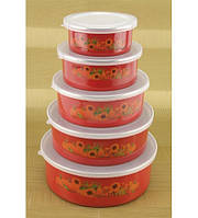 0961 Набір судочків (5 шт.) Емаль (Червоний) оптом