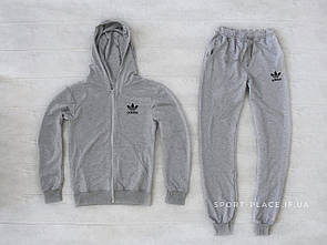 Чоловічий спортивний костюм Adidas (Адідас) світло сірий, толстовка з замком, штани, олімпійка (кельми)