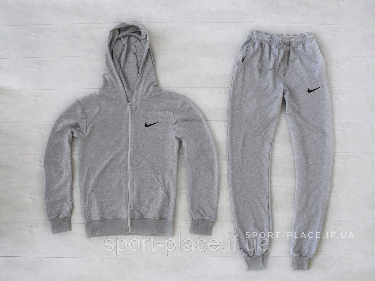 Чоловічий спортивний костюм Nike (Найк) світло сірий, толстовка з замком , штани, олімпійка (кельми)