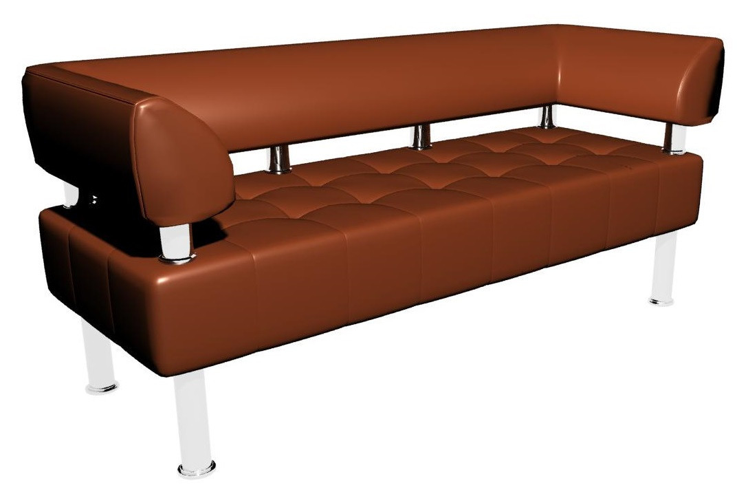 Офісний диванчик Тонус Sentenzo 160х60 см з підлокітниками коричневий кожзам