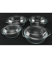 1095 Набір каструль (4 шт.) Загартоване Скло гуртом