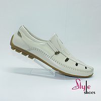 Мужские туфли летние кожаные молочного цвета «Style Shoes»