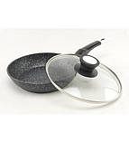 1479 Сковорода 20 см із кришкою, гранітне покриття гуртом, фото 2