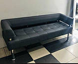 Диван офісний Тонус Sentenzo 160х60 см з підлокітниками чорний кожзам глянець, фото 3