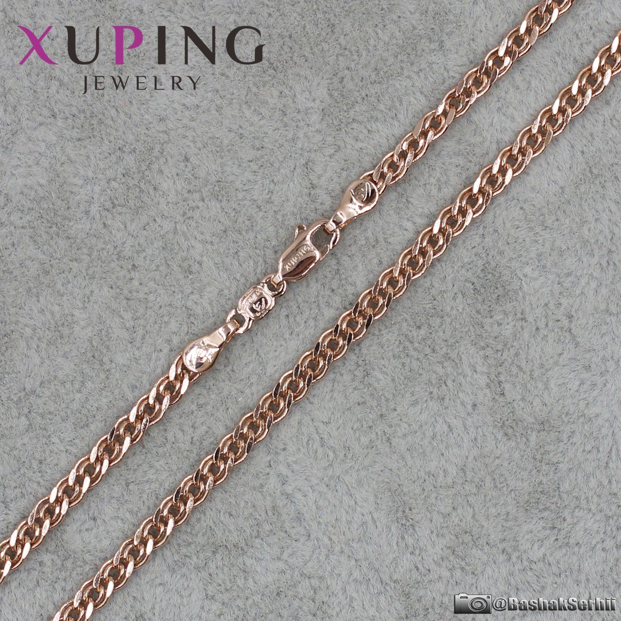 Цепочка Xuping Jewelry длина 55 см ширина 6 мм медицинское золото 24К плетение love застежка карабин
