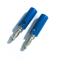 Роз'єм штекер банан 4 мм, під затискач (Синій)