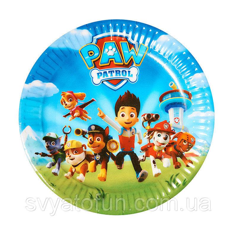 Тарілки 18см (10 шт) в стилі "Щенячоий патруль" (замок). паперові одноразові. Набір №5