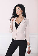 Короткий женский котоновый пиджак в деловом стиле на одной пуговице и рукавом 3/4 р.42-52. Арт-4074/58