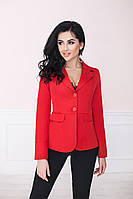 Діловий жіночий піджак на 2 ґудзики ззаду зустрічна складка та ґудзики на рукавах р.42-50. Арт-4070/58 червоний