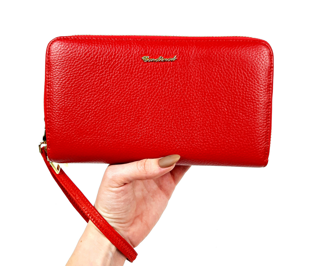 Жіночий великий шкіряний гаманець Cardinal 19×4.5×11см Червоний