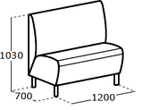 М'який диванчик для кафе Sentenzo Актив червоний 1200х700х900 мм, фото 2