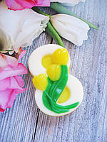 Сувенирное мыло ручной работы подарок для женщин "8 марта с тюльпанами" жёлтый