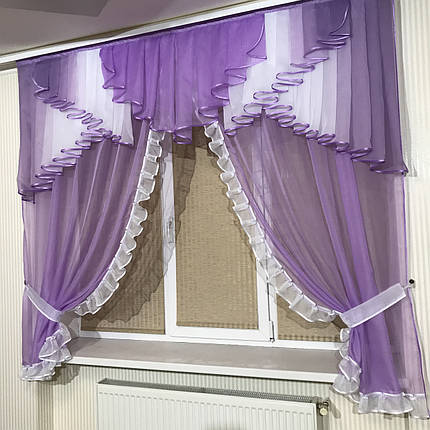 Ламбрекен з тюлем №407 бузковий, фото 2