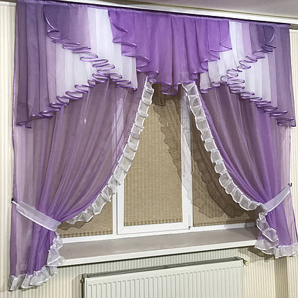 Ламбрекен з тюлем №407 бузковий, фото 3