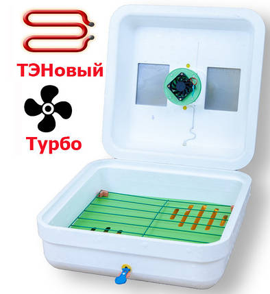 Домашній інкубатор Рябушка Турбо 70 яєць вентилятор, цифровий, фото 2