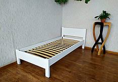 Біле односпальне ліжко з масиву натурального дерева "Економ" від виробника 90х190, Слонова кістка (ivory)