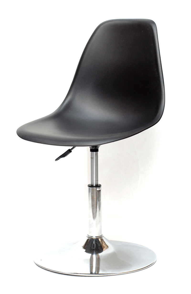 Стілець на хромованій опорі диска Nik CH-BASE чорний 04 пластик, дизайн Charles and Ray Eames, фото 1