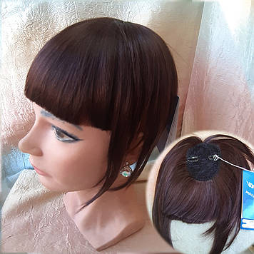 Чілка чубчик накладна на застібках (кліпсах) каштанова 10-028-33