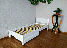 Біле дитяче односпальне ліжко з шухлядою з масиву дерева "Економ" від виробника слонова кістка, 80х200