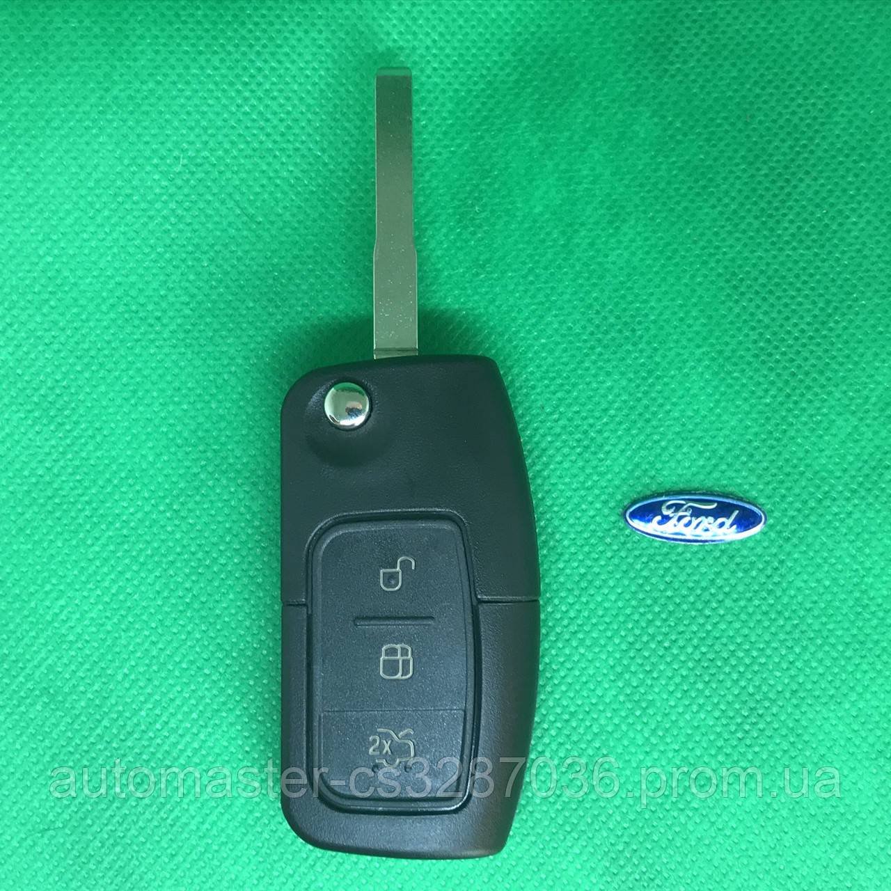 Корпус выкидного ключ для FORD (Форд) Fiesta,Focus ( Фиеста, Фокус ) корпус 3 - кнопки, лезвие HU101