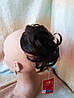 Гумка шиньон з термоволосся чорно-шоколадний  0215А-4, фото 4