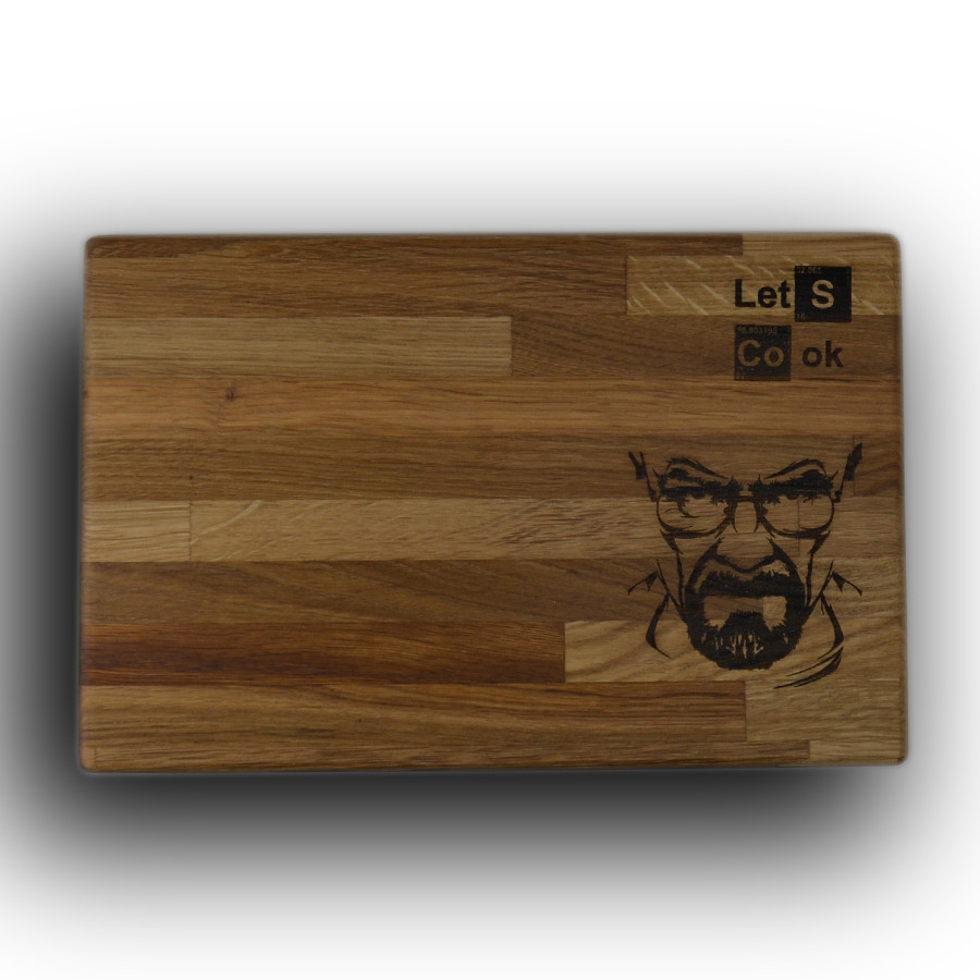 Дошка для нарізки "Let's Cook and Mr. HEISENBERG", дуб, 280*180*20