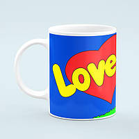 Чашка «Love is» фон синий