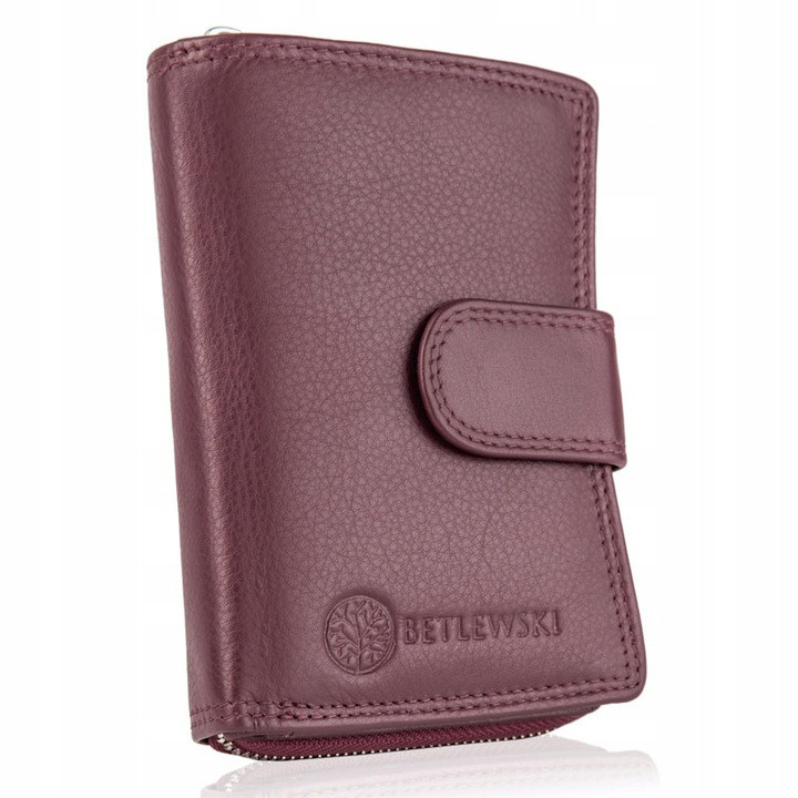 Жіночий шкіряний гаманець Betlewski з RFID 9 х 13,5 х 3 (BPD-SS-19) - бордовий