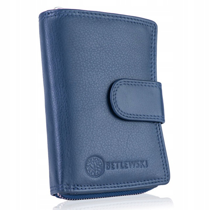 Жіночий шкіряний гаманець Betlewski з RFID 9 х 13,5 х 3 (BPD-SS-19) - синій
