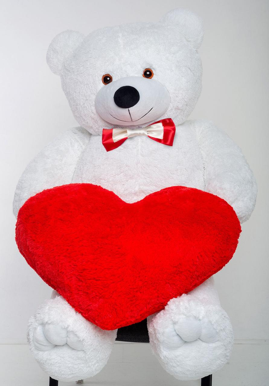 Плюшевий ведмедик з серцем Mister Medved Гаррі Білий 2 метри, фото 1