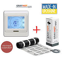 Електрична тепла підлога Grayhot 150/129Вт/0,9м2 нагрівальний мат з сенсорним програмованим терморегулятором E91