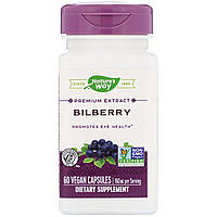 Экстракт ягод черники Nature's Way "Bilberry" для поддержки здоровья глаз, 160 мг (60 капсул)