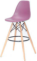 Стул барный Nik Bar 75 см, пурпурный 62 на деревянных ногах Eames Barstool