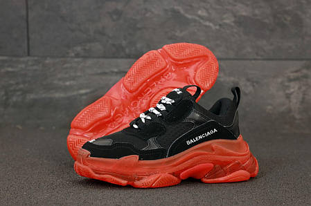 Жіночі кросівки Balenciaga Triple S. Black Red багатошарова підошва . ТОП Репліка ААА класу., фото 2