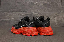 Жіночі кросівки Balenciaga Triple S. Black Red багатошарова підошва . ТОП Репліка ААА класу., фото 3
