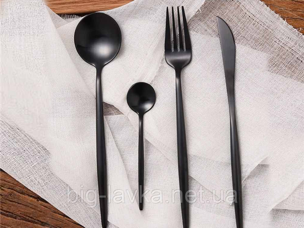 Столовий прилад Snplowum 4 шт. Чорний, фото 1
