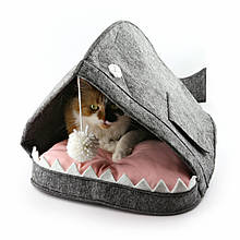 Будиночок для тварин Digitalwool з подушкою і бубоном Риба-кит Сірий (DW-91-14)