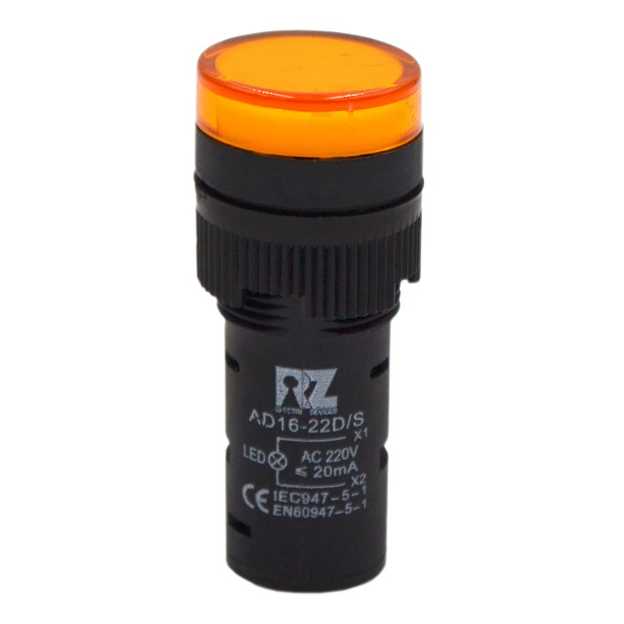 Сигнальна арматура жовта RZ AD16-22DS/Y, 220 В, 16 mm