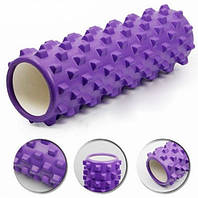 Роллер массажный Grid Rumble Roller 14,5х45 см ребристый для массажа спины, йоги, фитнеса (FI-4942) Фиолетовый