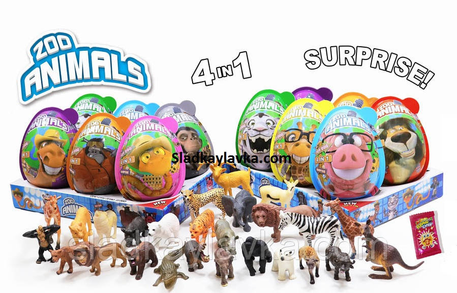 Яйце шоколадне пластикове ZOO ANIMALS 6 шт, 21 гр (China)
