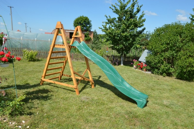 Горка спуск 3 м. с деревянной лестницей, детская игровая площадка - фото 5 - id-p137709132
