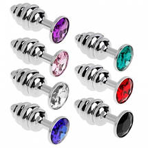 Анальна пробка М 3.4 см ялинка з каменем середня Swarovski Groove M size + подарунковий мішечок, фото 3