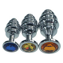 Анальна пробка М 3.4 см ялинка з каменем середня Swarovski Groove M size + подарунковий мішечок, фото 5