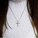 Срібний хрестик жіночий з білими фіанітами "Сіті" Стильний хрест зі срібла з камінням, фото 3