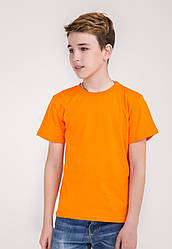 Дитяча однотонна БАЗОВА універсальна футболка №5 бавовна 100% (помаранчевий колір) 116-158