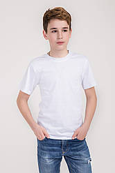Дитяча однотонна БАЗОВА універсальна футболка №5 бавовна 100% (біла) 116-158